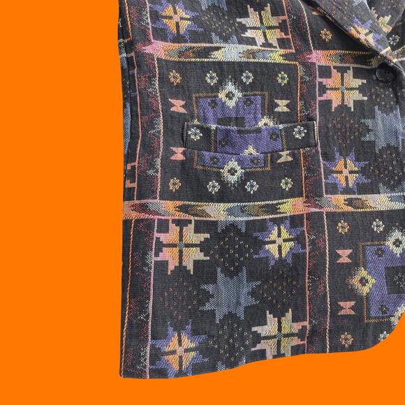 90's vintage southwest aztec tribal oversized blazer Size 4 - Picture 4 of 8